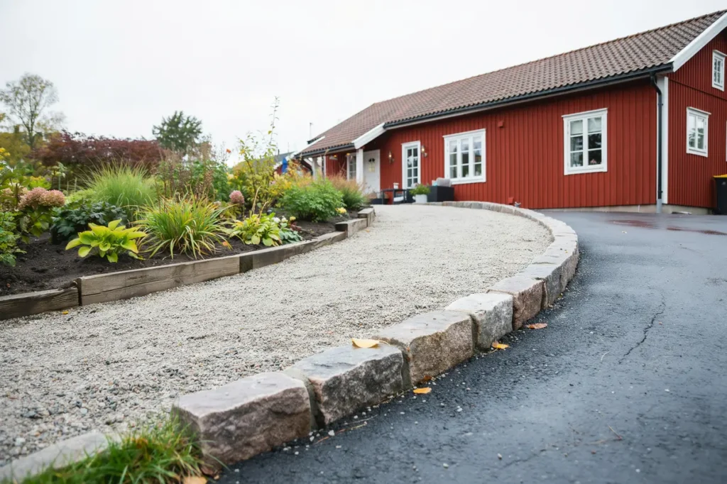 s v ljer du r tt kantst d f r g ngar uppfart och rabatter p villatomten