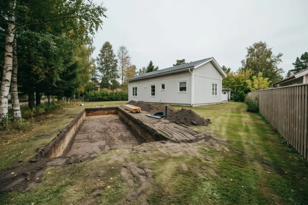 schaktning och f rberedande markarbete inf r garage i finsta